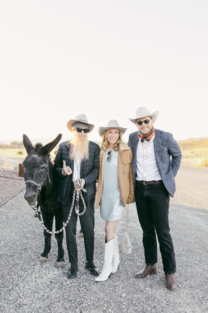 Gage Hotel wedding guests and Billy Gibbons, from ZZ Top, in Marathon, Texas.