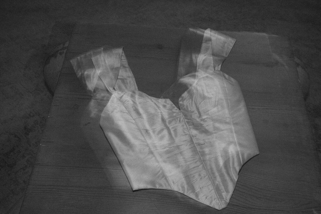 Artistic detail photo of J. Andreatta Bridal Couture gown at the Gage Hotel in Marathon, Texas.